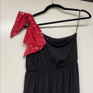 Judith March Black Dress with Red Sequin Bow